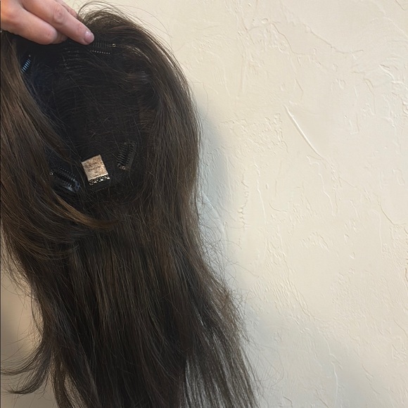 Free part realistic brown hair topper - Picture 2 of 4